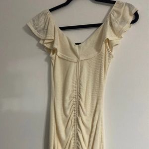 Cream/nude Ruched Off the Shoulder Dress